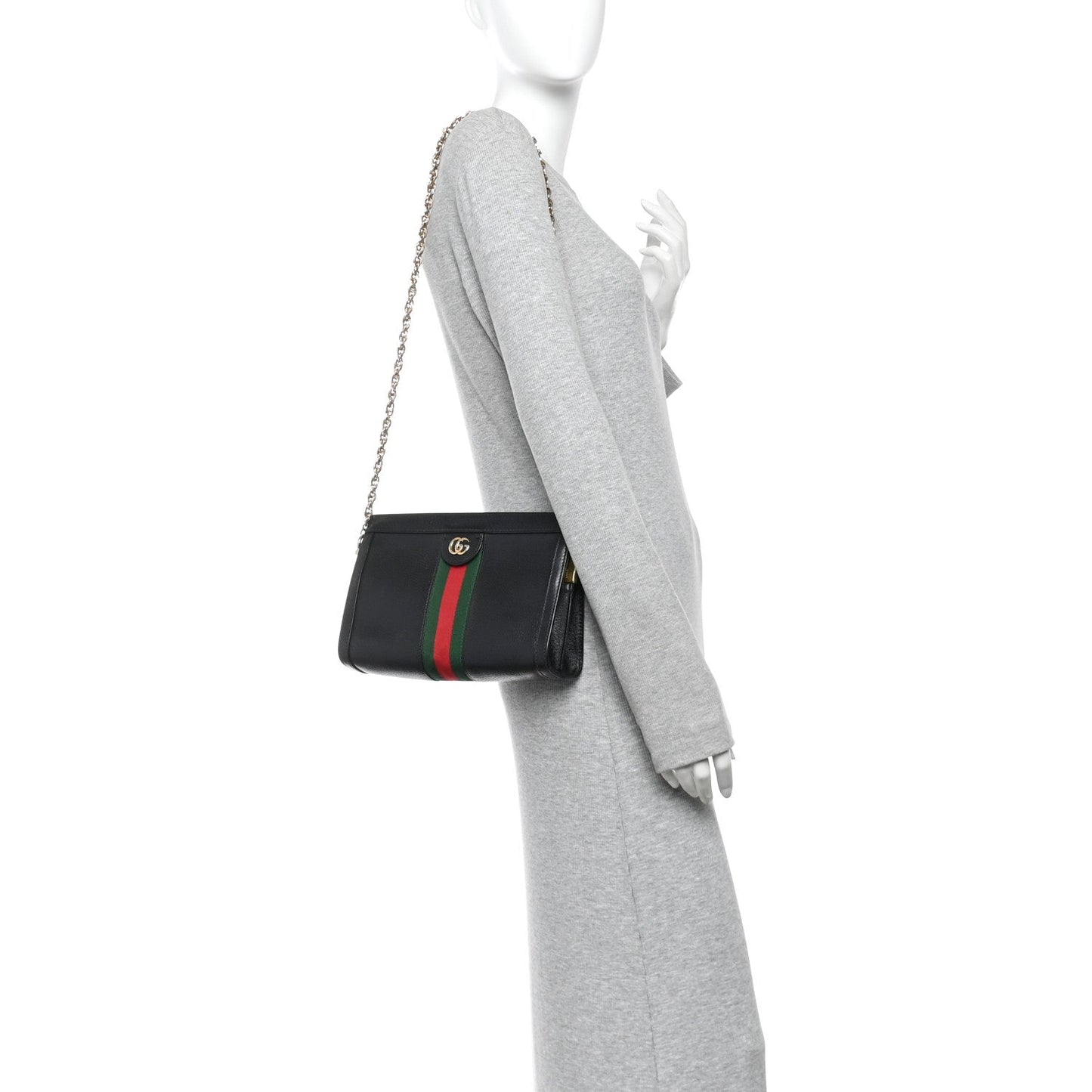 Calfskin GG Web Small Ophidia Chain Shoulder Bag Black