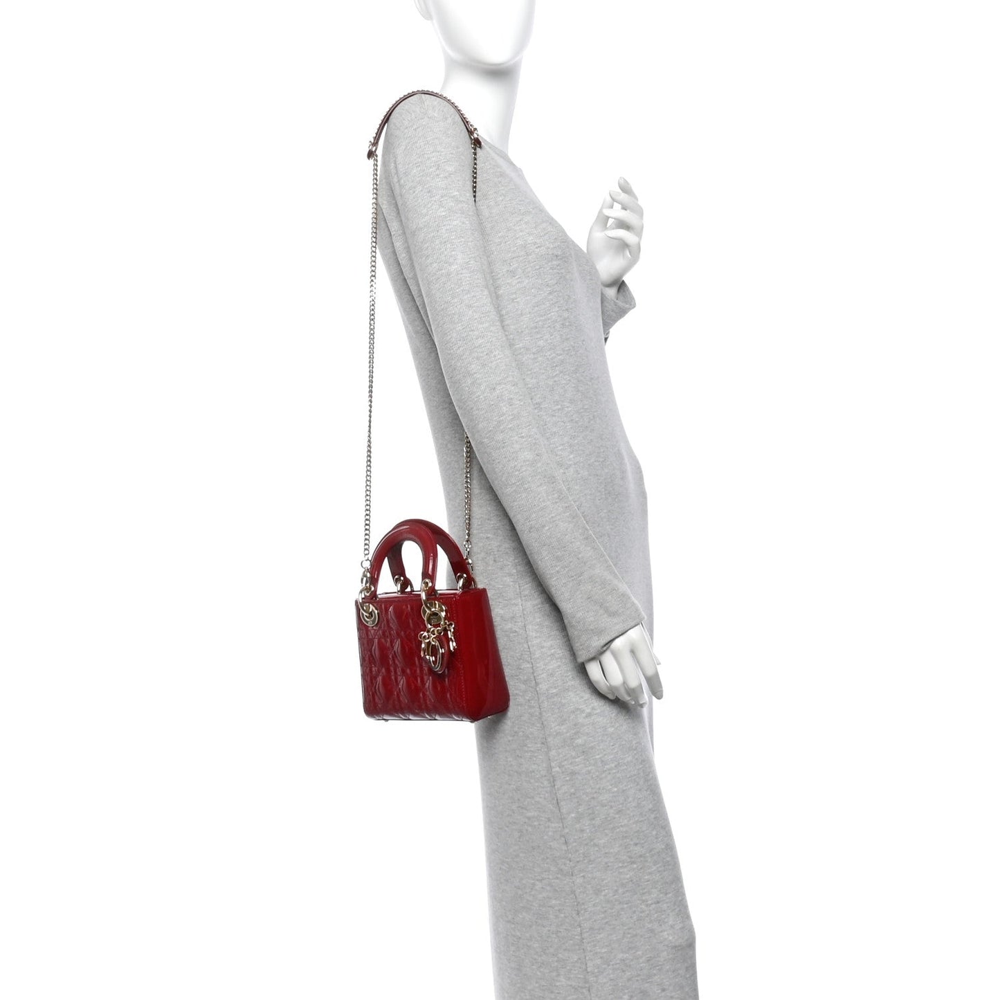 Patent Cannage Mini Lady Dior Red