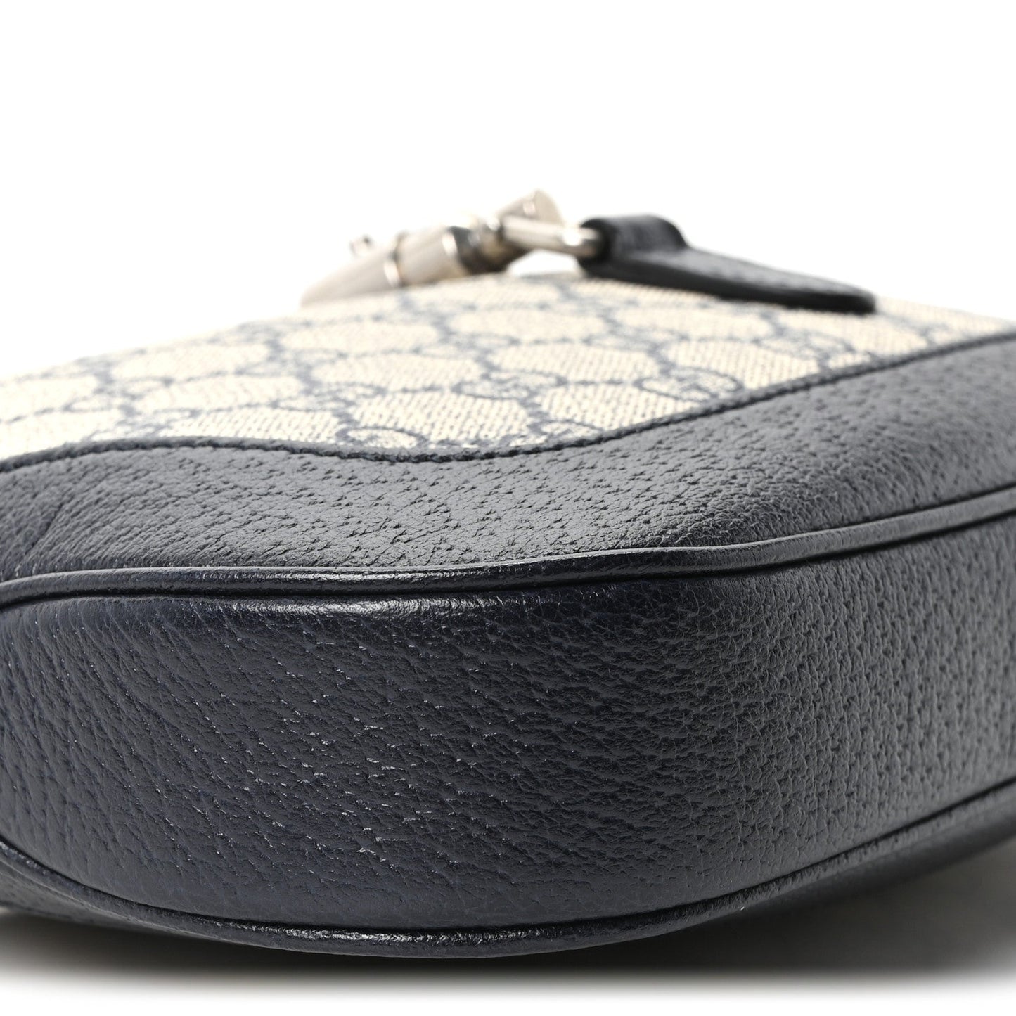 GG Supreme Monogram Textured Dollar Calfskin Web Small Jackie 1961 Hobo Beige Blue