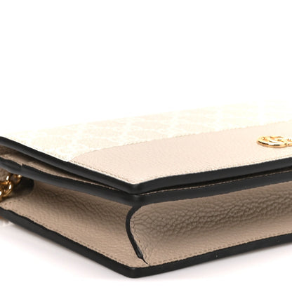Dollar Calfskin GG Supreme Monogram Mini GG Marmont Chain Wallet Beige White