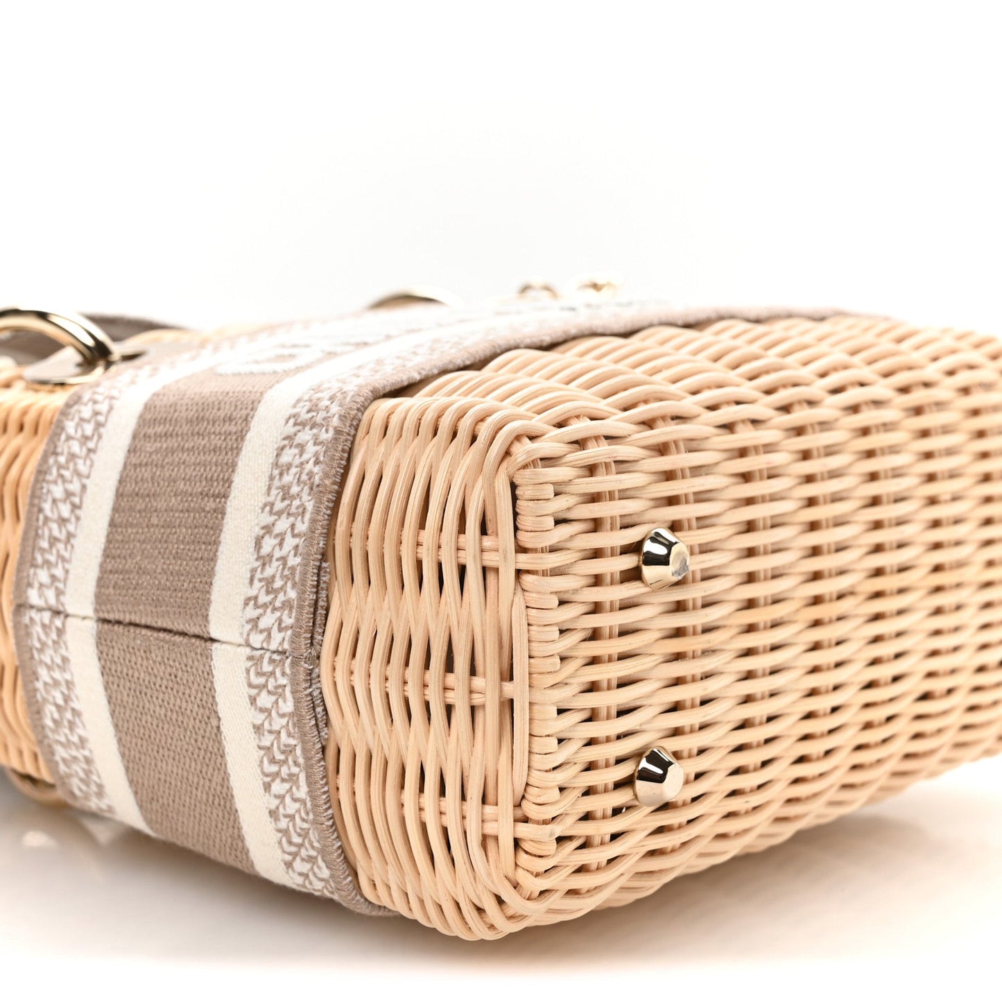 Wicker Oblique Mini Lady Dior Bag Beige