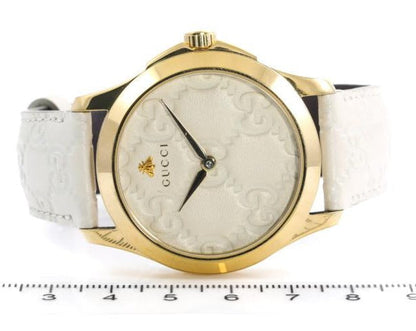 Gucci G Timeless Quartz White Dial White Leather Strap Watch For Women - YA1264033A