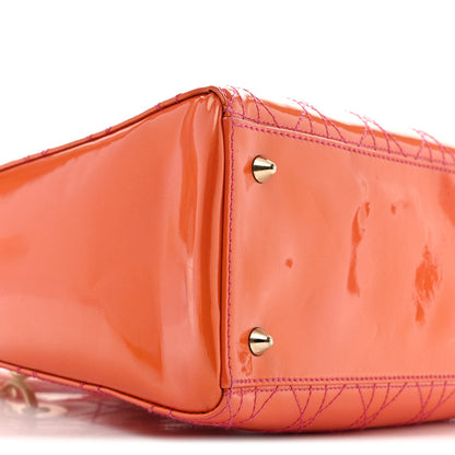 Patent Cannage Stitched Medium Lady Dior Orange