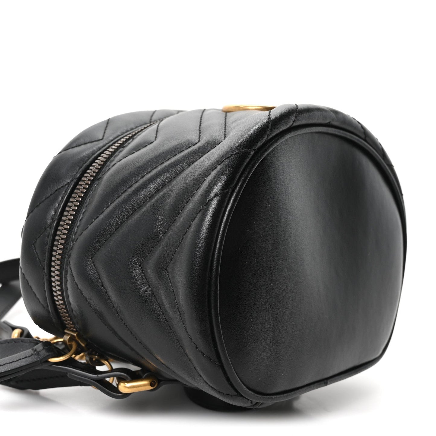 Calfskin Matelasse Mini GG Marmont Round Backpack Black