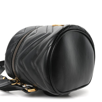 Calfskin Matelasse Mini GG Marmont Round Backpack Black