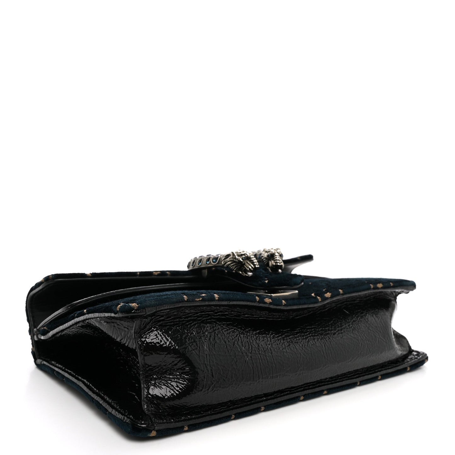 Velvet Skipper Crystal GG Monogram Small Dionysus Shoulder Bag Blue Beige Black