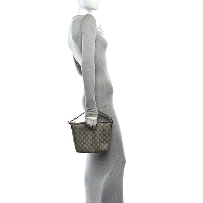 GG Supreme Monogram Textured Calfskin Web Super Mini Ophidia Shoulder Bag Beige Ebony New Acero