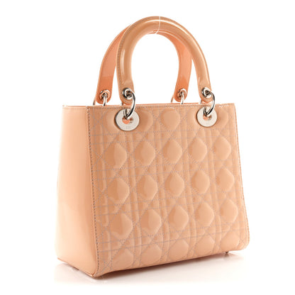 Patent Cannage Medium Lady Dior Rose Clair