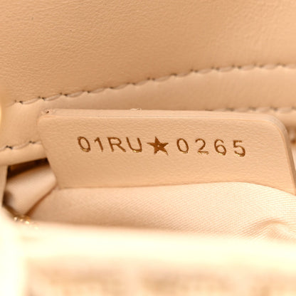 Lambskin Cannage Beaded Embroidered Mini Lady Dior Caramel Beige