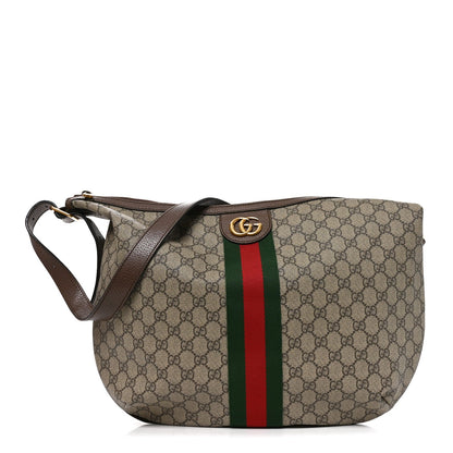 GG Supreme Monogram Web Ophidia Half Moon Hobo Brown