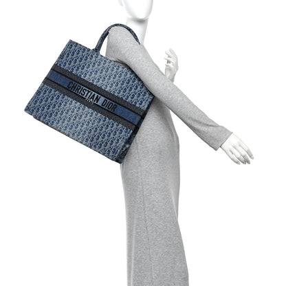 Oblique Denim Large Book Tote Blue