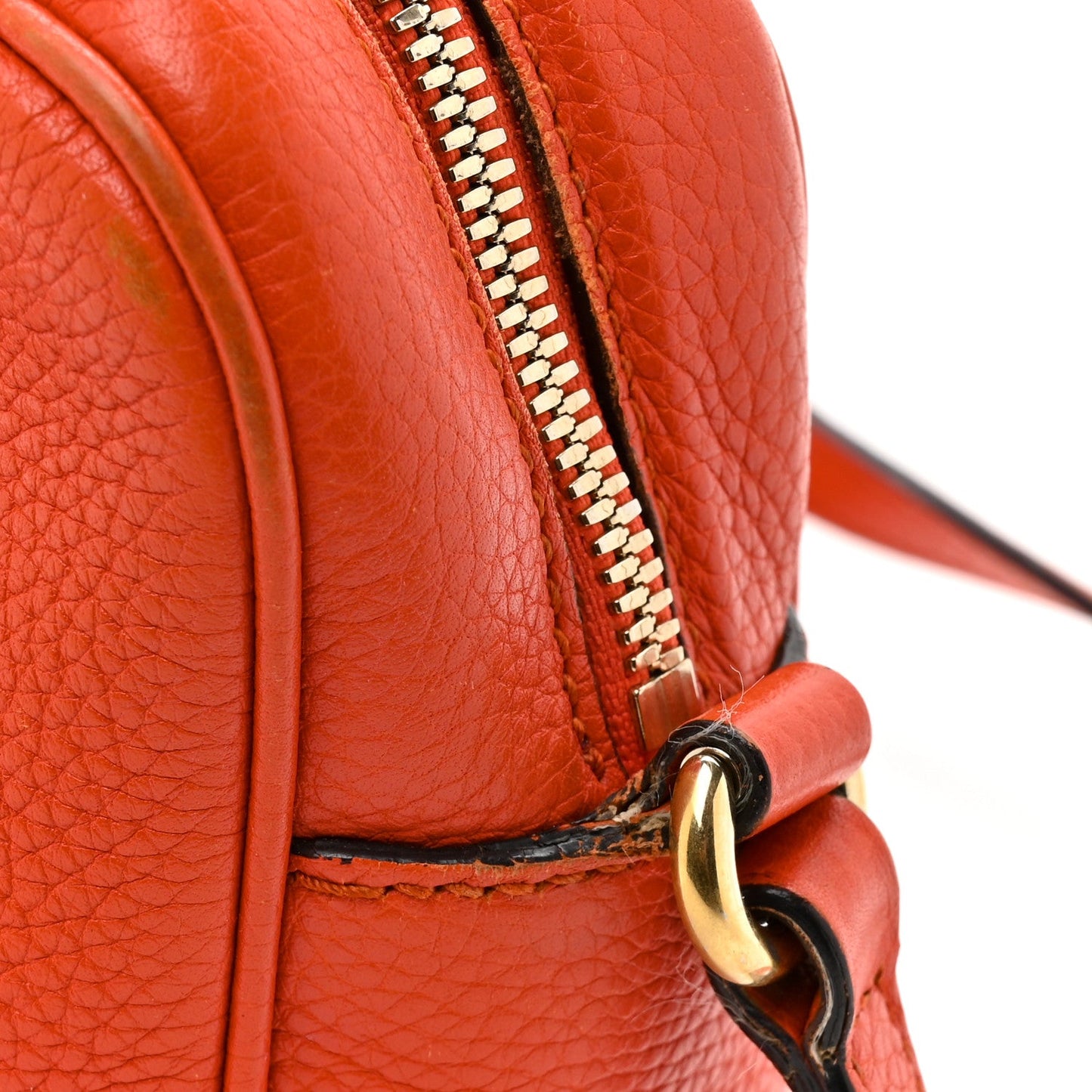 Pebbled Calfskin Small Soho Disco Bag Sun Orange