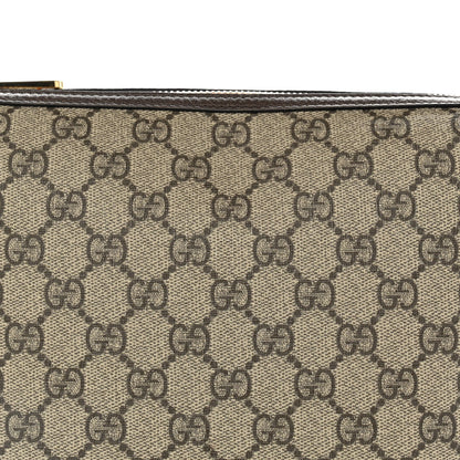 GG Supreme Monogram Textured Calfskin Web Super Mini Ophidia Shoulder Bag Beige Ebony New Acero