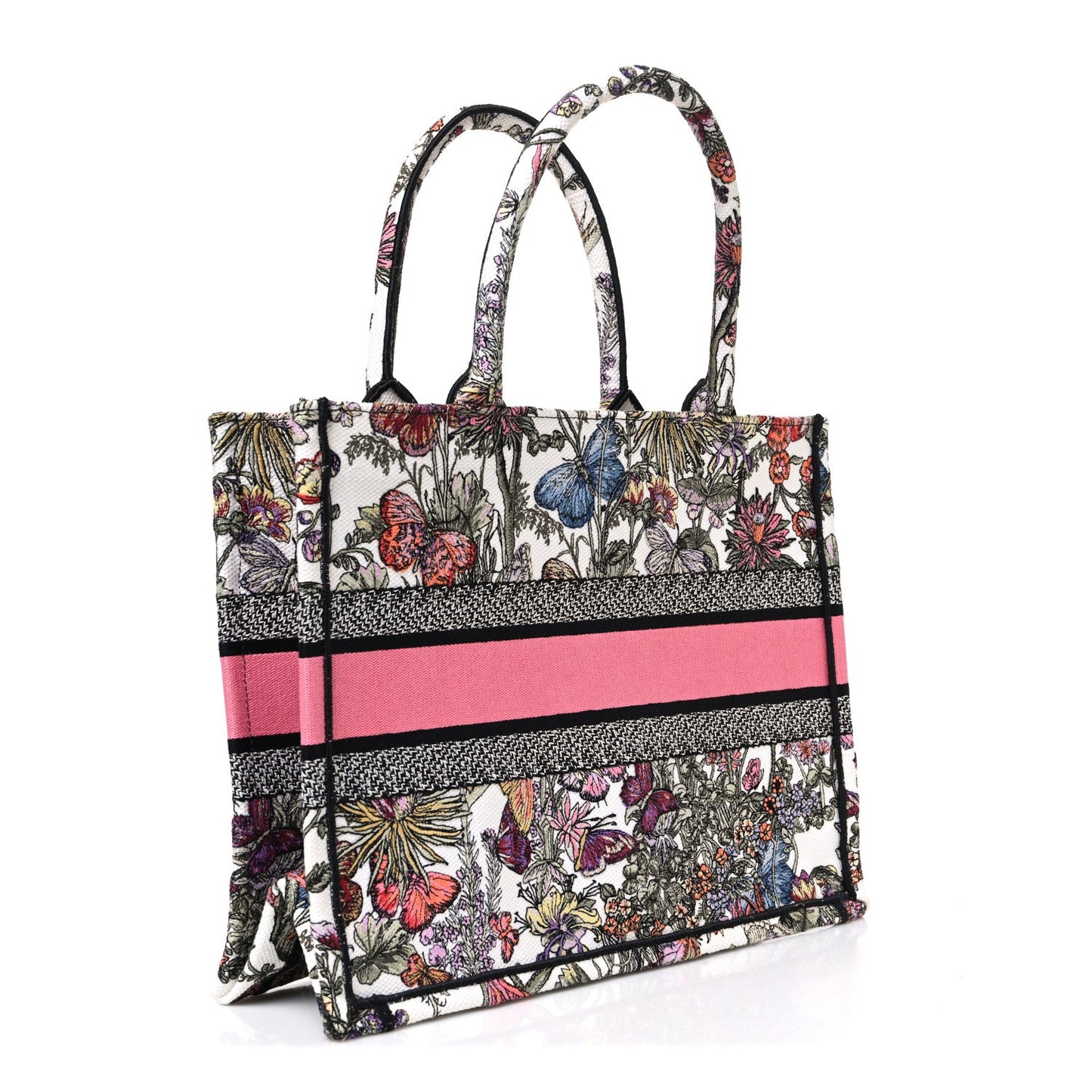 Canvas Embroidered Medium Mexico Millefiori Book Tote White Multicolor