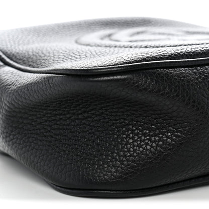 Pebbled Calfskin Small Soho Disco Bag Black