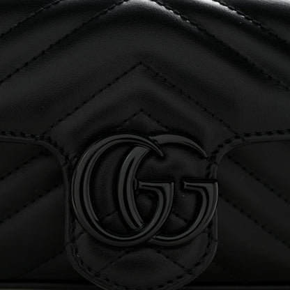 Calfskin Matelasse Monochrome GG Marmont Chain Belt Bag Black