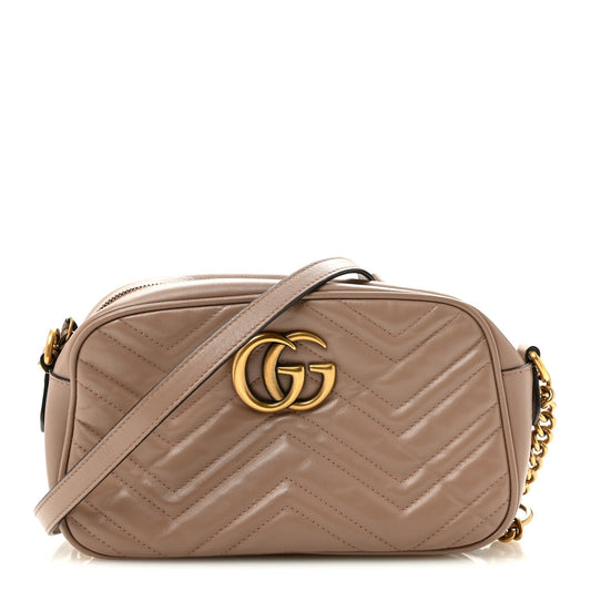 Calfskin Matelasse Small GG Marmont Chain Shoulder Bag Porcelain Rose