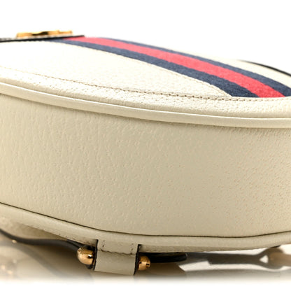 Textured Calfskin Web Mini Ophidia Round Backpack Mystic White