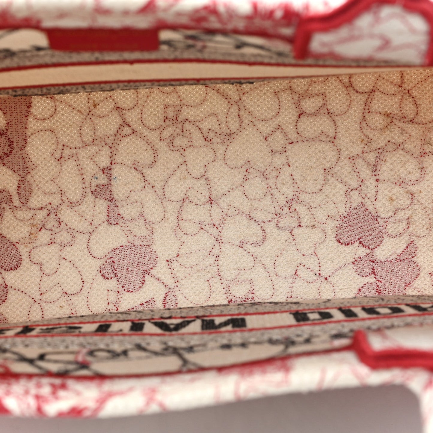 Canvas Embroidered Medium Dioramour D-Royaume Book Tote Red Multicolor