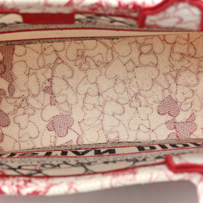 Canvas Embroidered Medium Dioramour D-Royaume Book Tote Red Multicolor