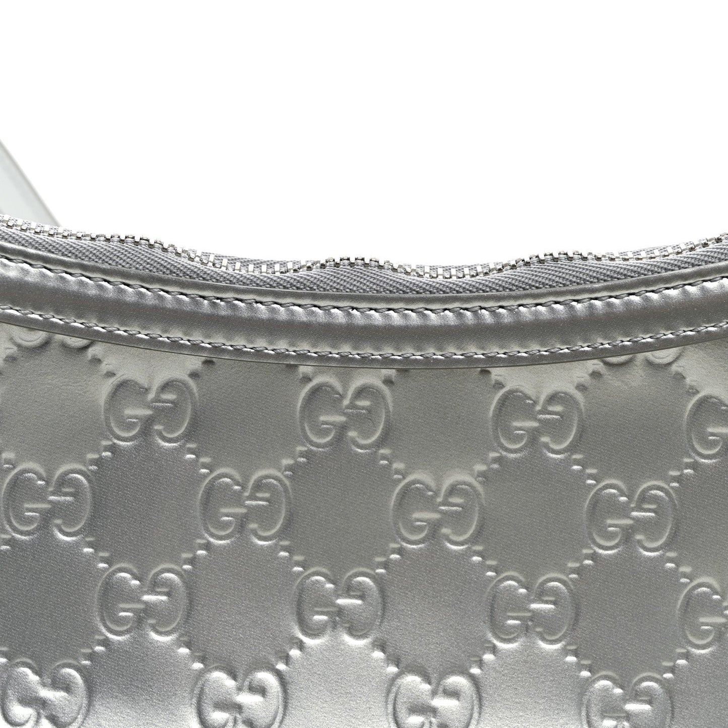 Shine Guccissima Emblem Small Shoulder Bag Silver
