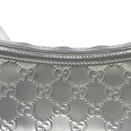 Shine Guccissima Emblem Small Shoulder Bag Silver