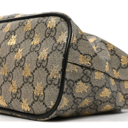Soft GG Supreme Monogram Bees Small Crossbody Tote Beige Oro Black