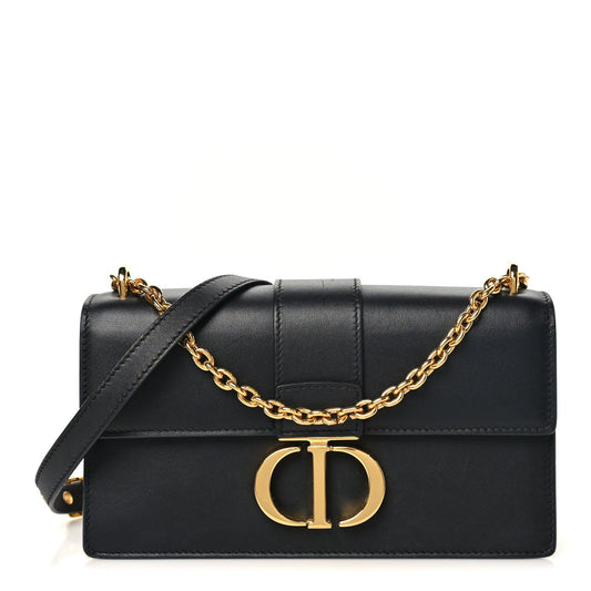 Calfskin 30 Montaigne East West Chain Flap Bag Black