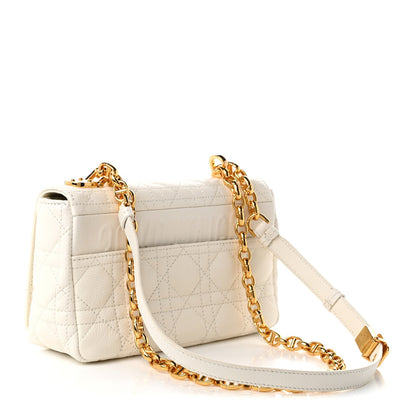Calfskin Cannage Small Caro Bag Ivory