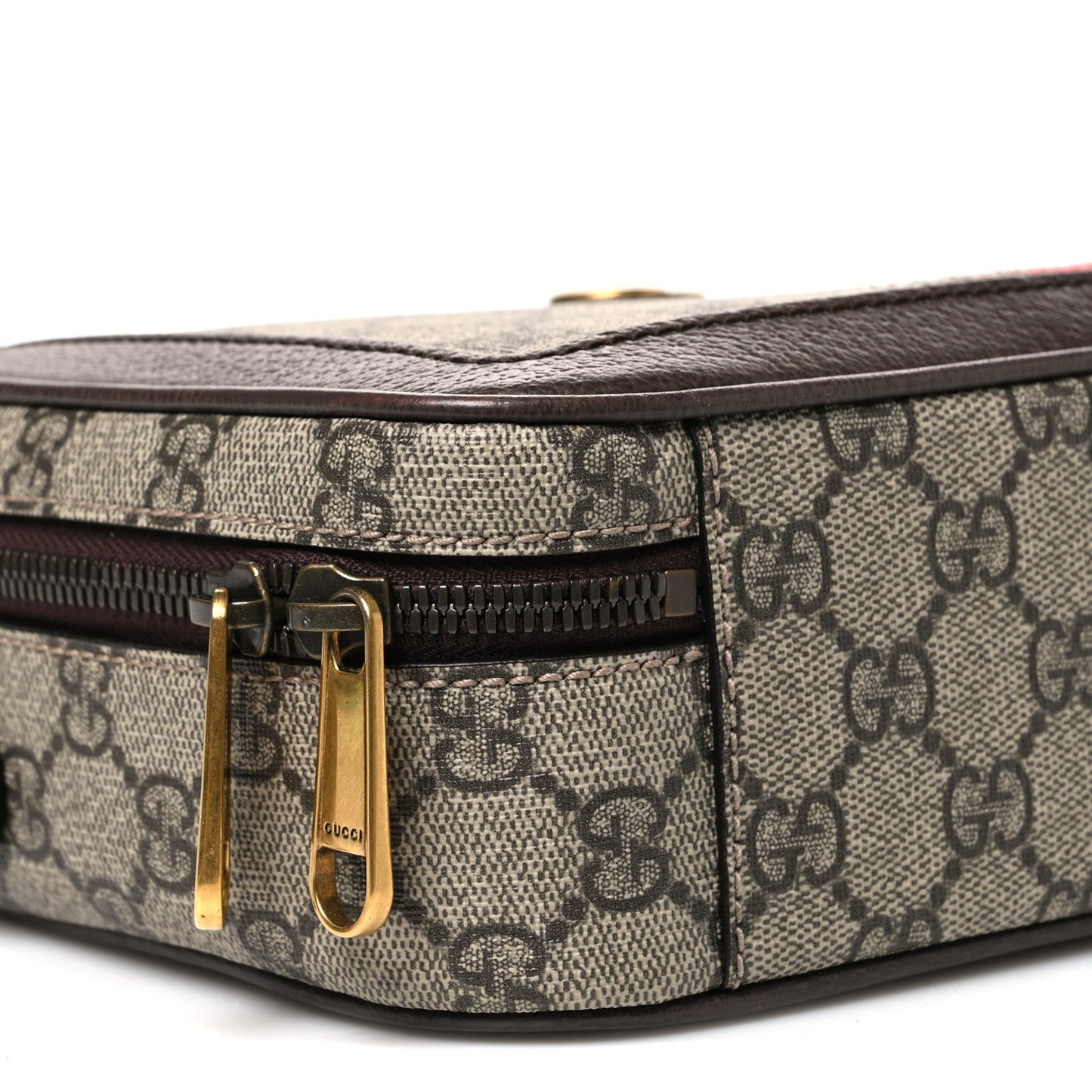 GG Supreme Monogram Web Small Ophidia Top Handle Shoulder Bag Brown