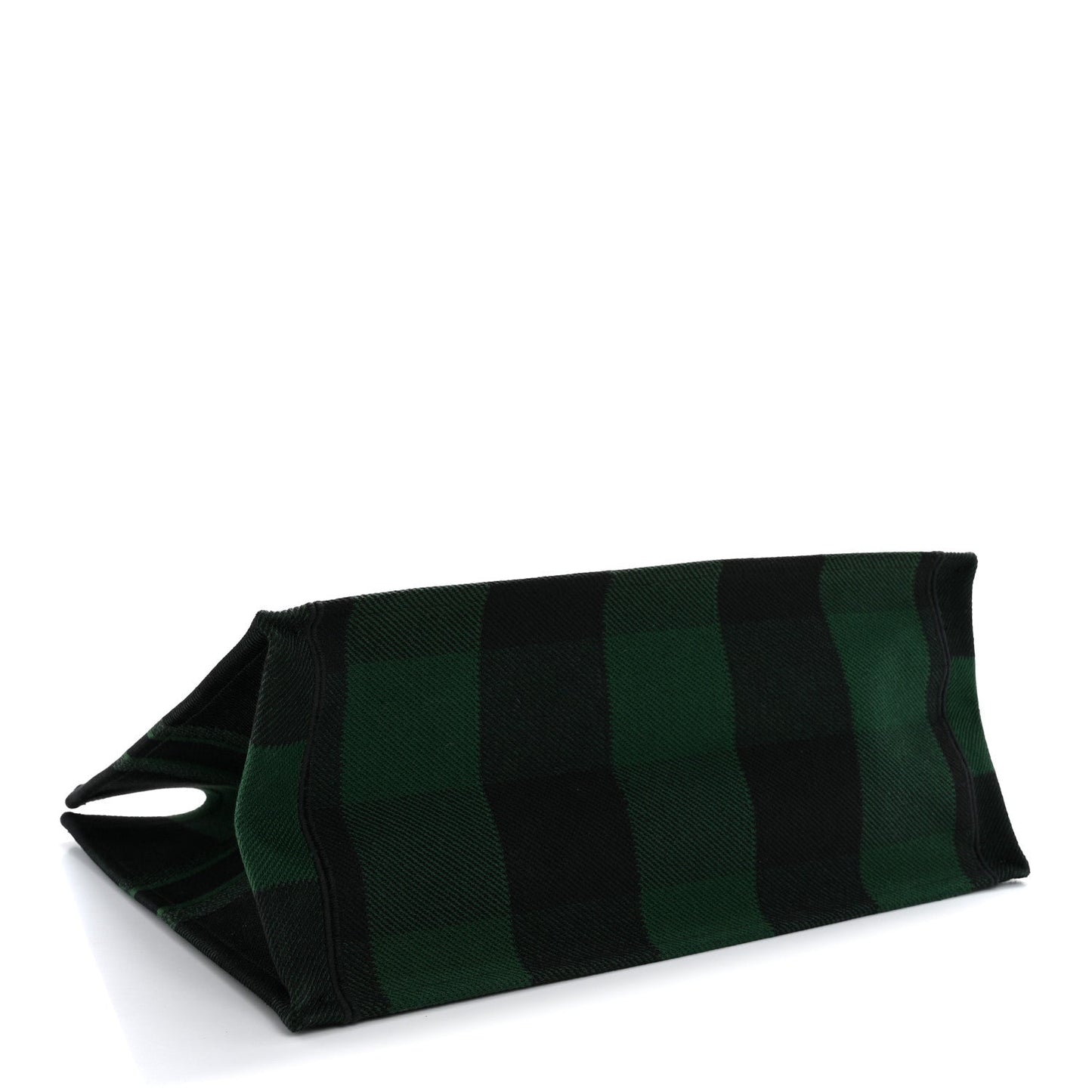 Canvas Embroidered Checkered Book Tote Black Green