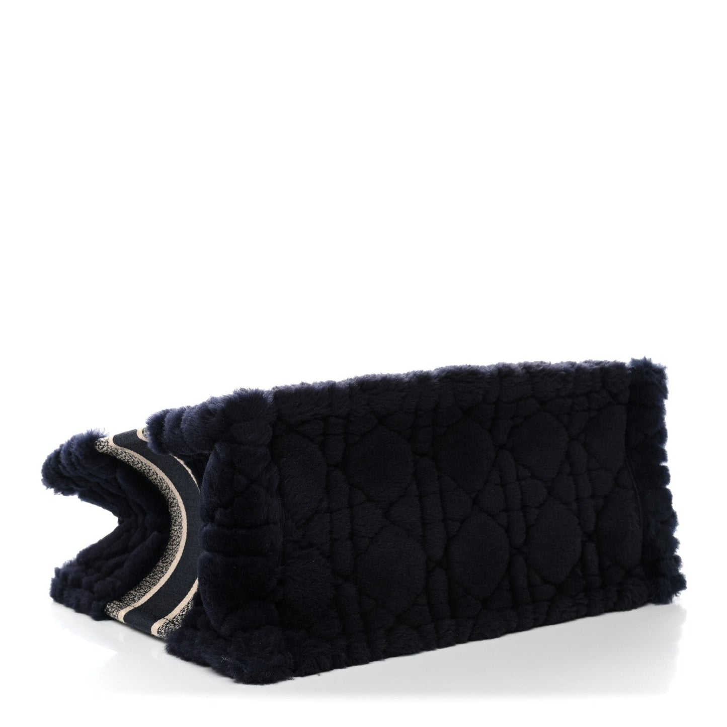 Shearling Cannage Medium Book Tote Deep Blue Natural