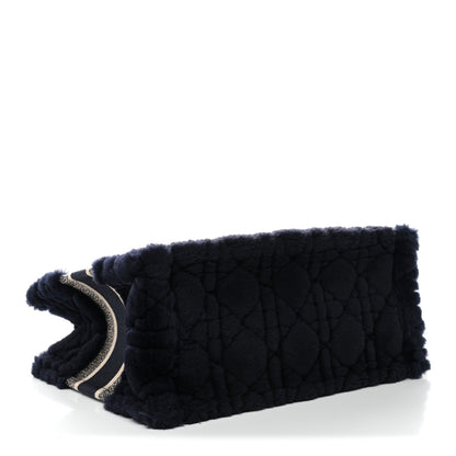 Shearling Cannage Medium Book Tote Deep Blue Natural