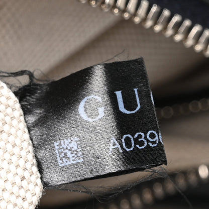 GG Supreme Monogram Textured Calfskin Web Large Attache Shoulder Bag Beige Blue