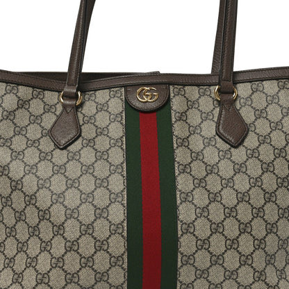 GG Supreme Monogram Medium Ophidia Shopping Tote Brown