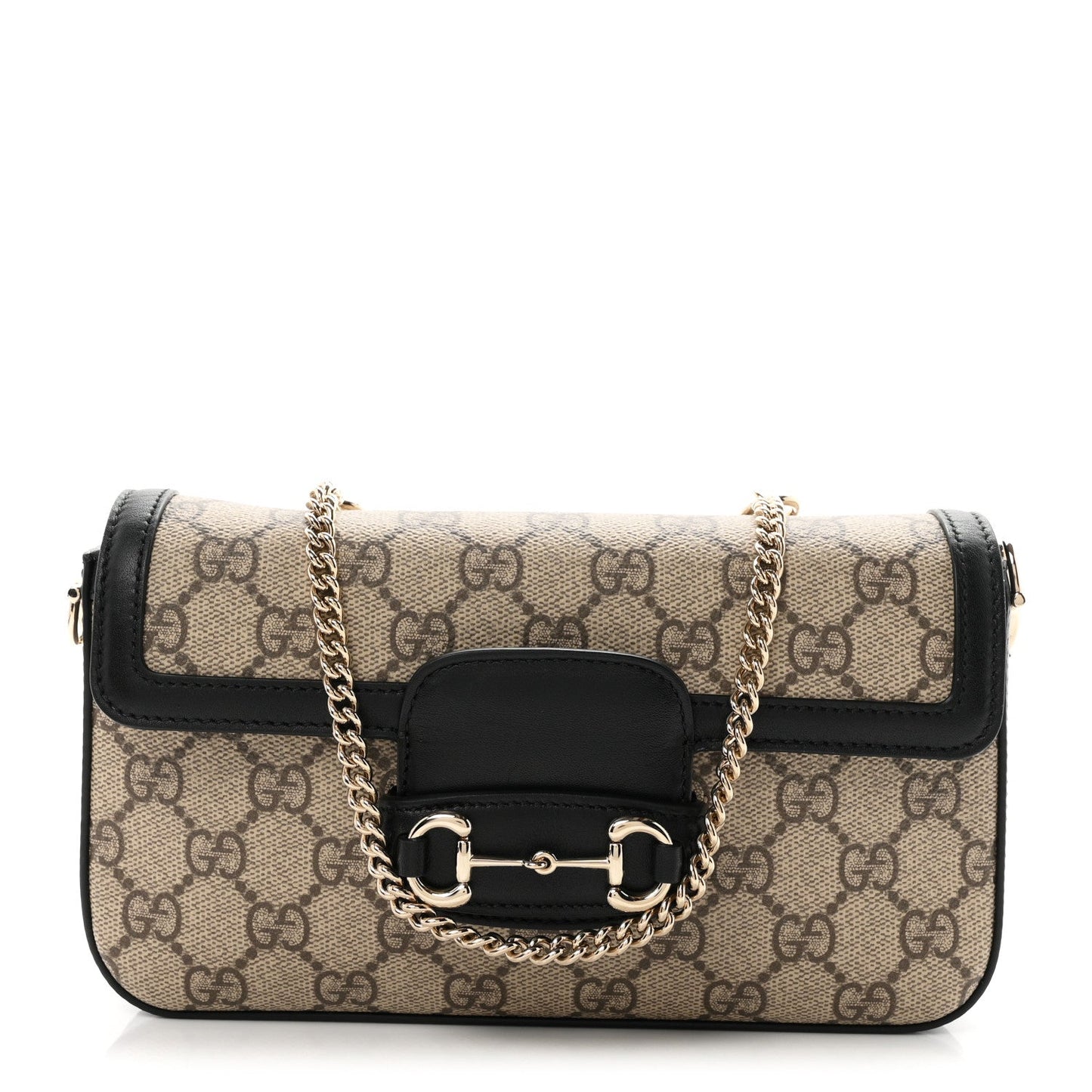 GG Supreme Monogram Azalea Calfskin Horsebit 1955 Mini Bag Beige Black
