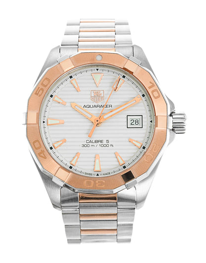 Tag Heuer Aquaracer Calibre 5 Automatic White Dial Two Tone Steel Strap Watch for Men - WAY2150.BD0911