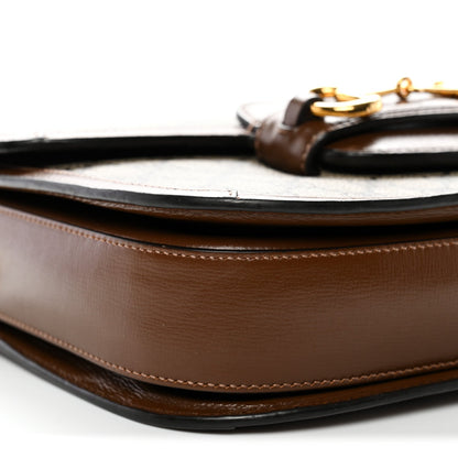 GG Supreme Monogram Horsebit 1955 Shoulder Bag Beige Brown Sugar