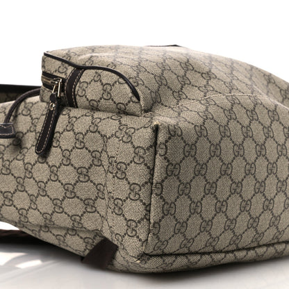 GG Supreme Monogram Medium Single Buckle Rucksack Backpack Beige Ebony Brown