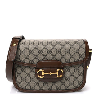 GG Supreme Monogram Horsebit 1955 Shoulder Bag Beige Brown Sugar