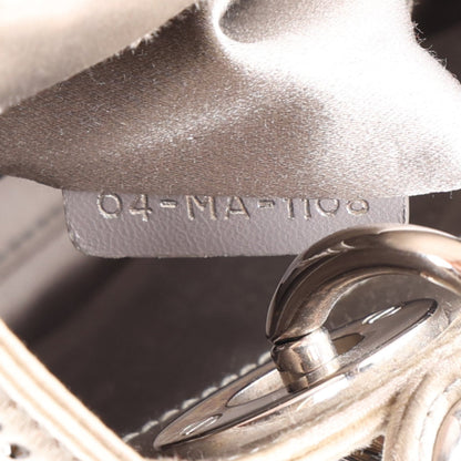 Satin Crystal Cannage Mini Lady Dior Gray
