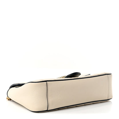 Vintage Effect Calfskin Matelasse Diagonal Small Torchon GG Marmont Shoulder Bag Mystic White Blue Agata