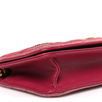 Velvet Matelasse Crystal Sequin Heart Embroidered GG Marmont Mini Bag Light Raspberry Rose