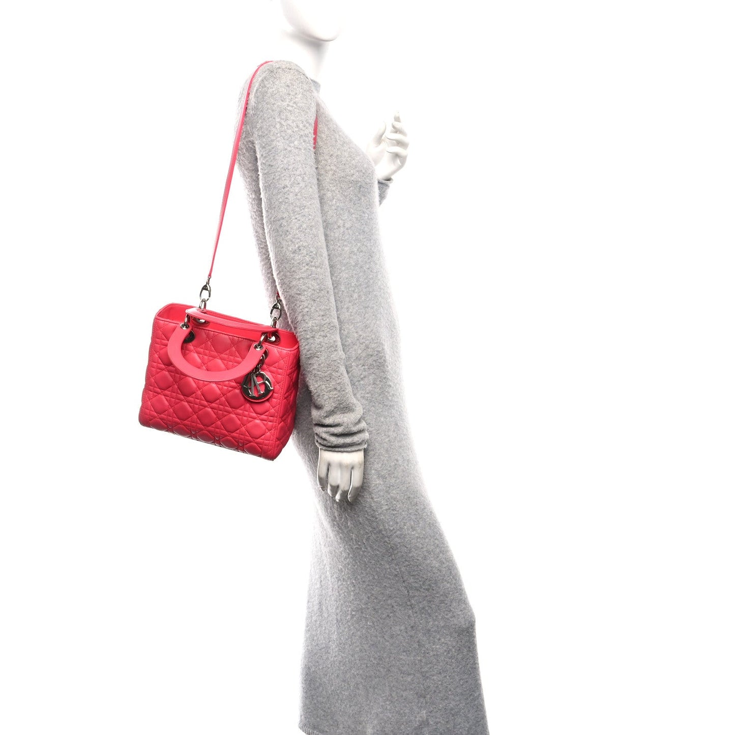 Lambskin Cannage Medium Lady Dior Pink