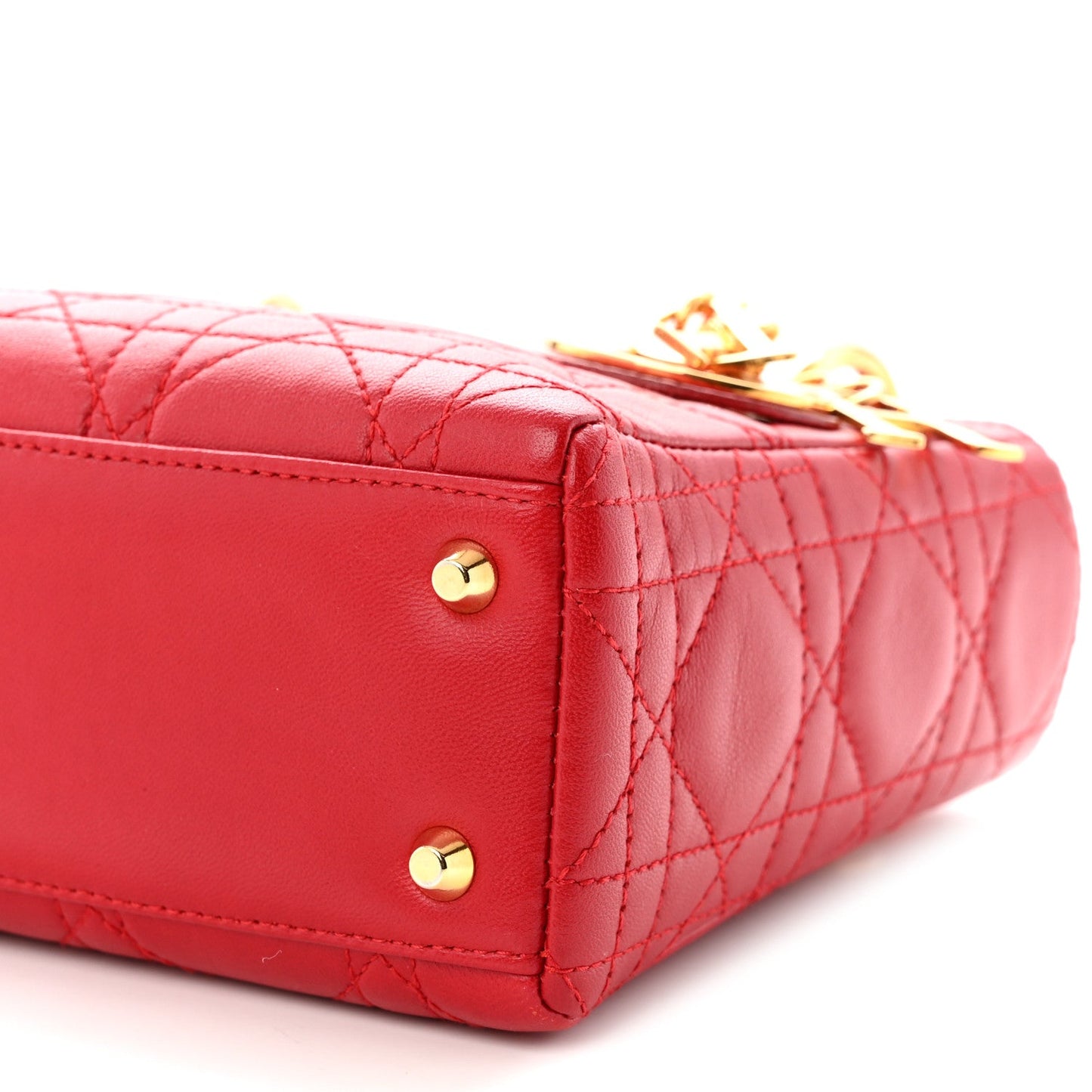 Lambskin Cannage Mini Lady Dior Red