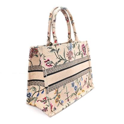 Raffia Embroidered Petites Fleurs Medium Book Tote Natural