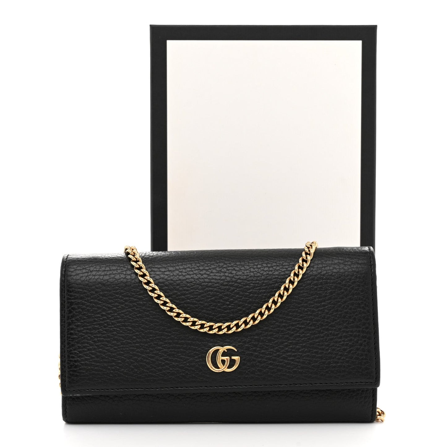 Dollar Calfskin Petite GG Marmont Wallet Chain Bag Black