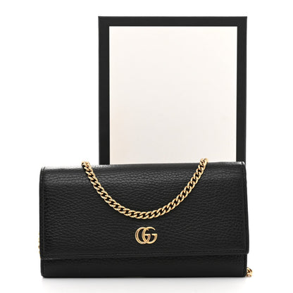 Dollar Calfskin Petite GG Marmont Wallet Chain Bag Black