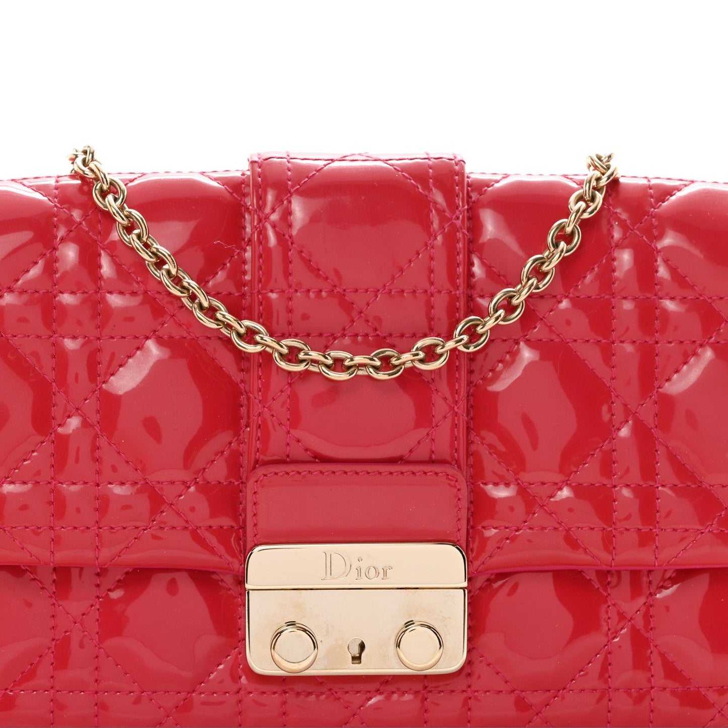 Patent Cannage Miss Dior Promenade Pouch Fuchsia