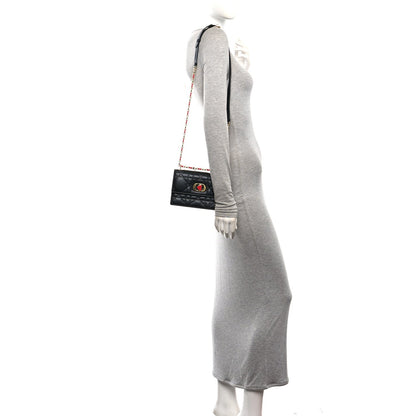 Lambskin Enamel Macrocannage Dioramour Mini Miss Caro Bag Black Red